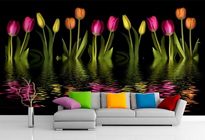 vinylová tapeta - farebné tulipány