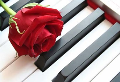 fototapety na posuvné dvere - ruža s klavírom
