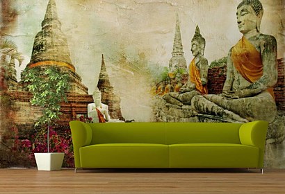 Buddha a svatyňa - fototapeta na stenu