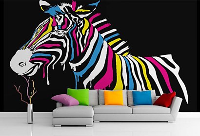 fototapety - zebra s farebnými pruhmi