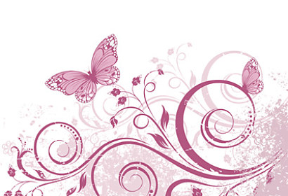 Fototapeta zástěna - Růžový motýl s ornamentem 5073