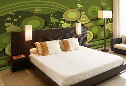 zelené vzory na tapete do spálne