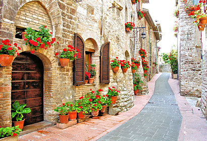Fototapeta Dlážděná ulice Assisi Italie 24766