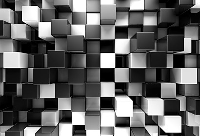Černobílá 3d fototapeta Bloky 24805