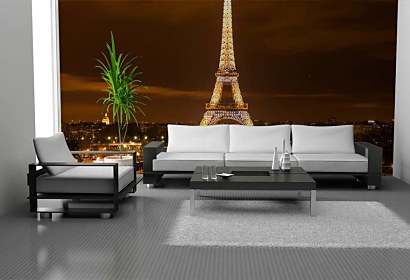 Luxusná fototapeta - Nočný Paríž Eiffelova veža