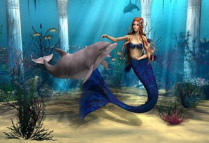 Fototapeta Mermaid and Dolphin ft-53234382